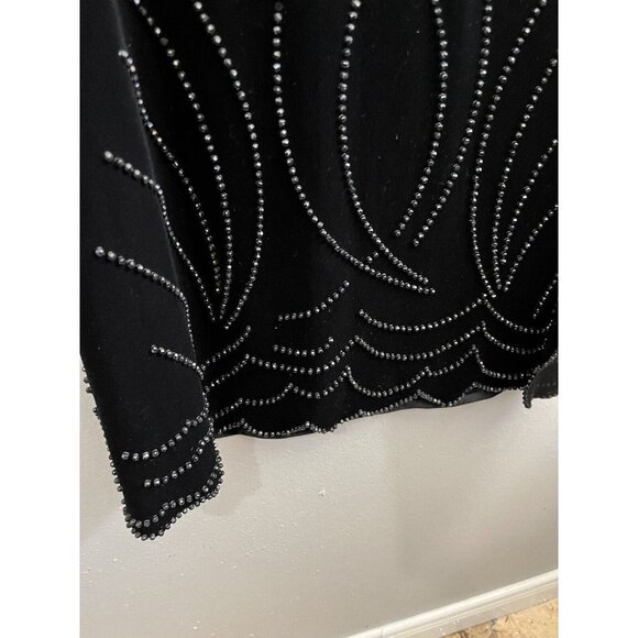 J R Nites By Caliendo Maxi Skirt Women 16 Velvet gothic Black Sequins Sides Slit - Picture 4 of 12